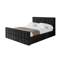POLSTERBETT mit Bettkasten, Fußteil und Lattenrost, Boxbett mit Matratze H3/H4 - AMEA-Z 180x200 Schwarz - Schwarz, Holzwerkstoff/Textil (180/200cm) - ALTDECOR