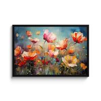 POSTER MIT RAHMENGERAHMTES BILD Blumen - Aquarell - Kunst - Botanisch - Natur 90x60 cm - Orange, Papier (90/60cm) - MuchoWow