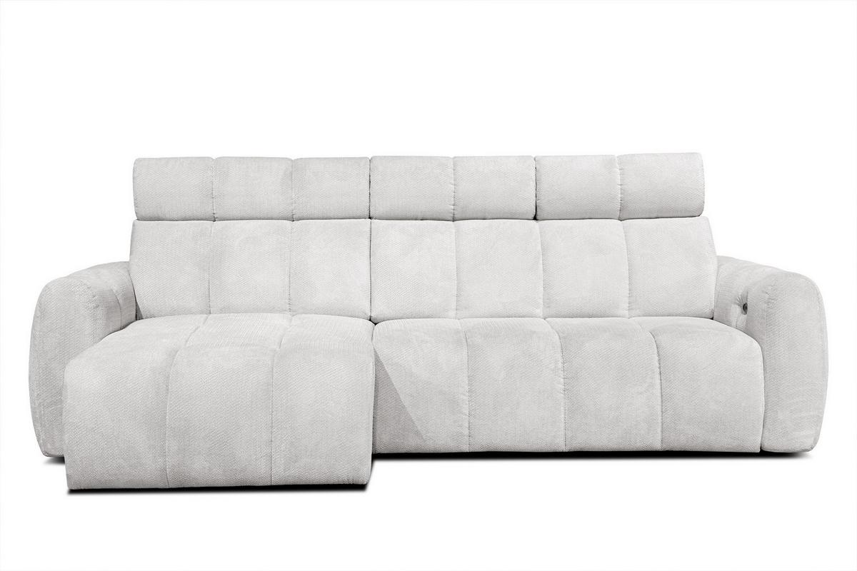 ECKSOFA KIMI 3-Sitzer, ausziehbarer Sitz, verstellbare Kopfstützen, creme - Creme/Schwarz, Holzwerkstoff/Textil (270/160cm) - Wozimo