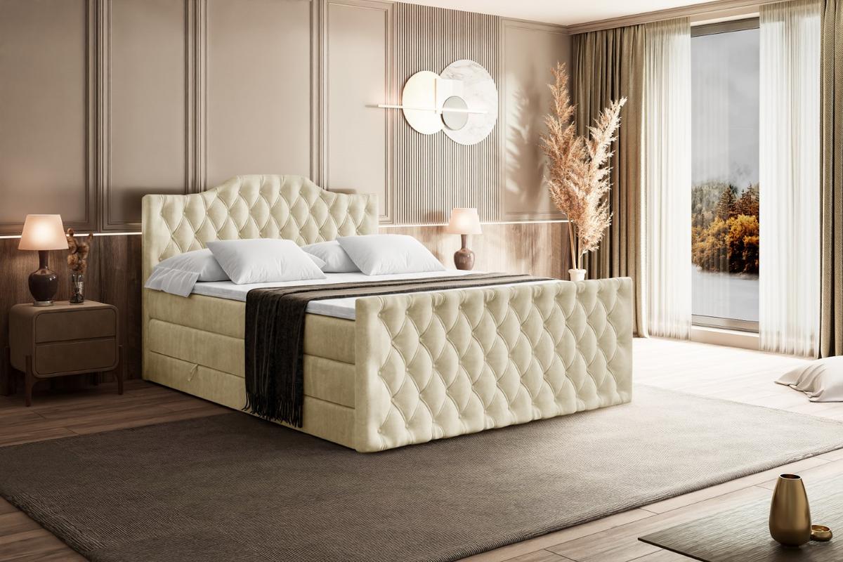 BOXSPRINGBETT VILA-1-Z KING - 120x200 - H3/H4 - Beige - Beige, Holzwerkstoff (120/200cm) - ALTDECOR