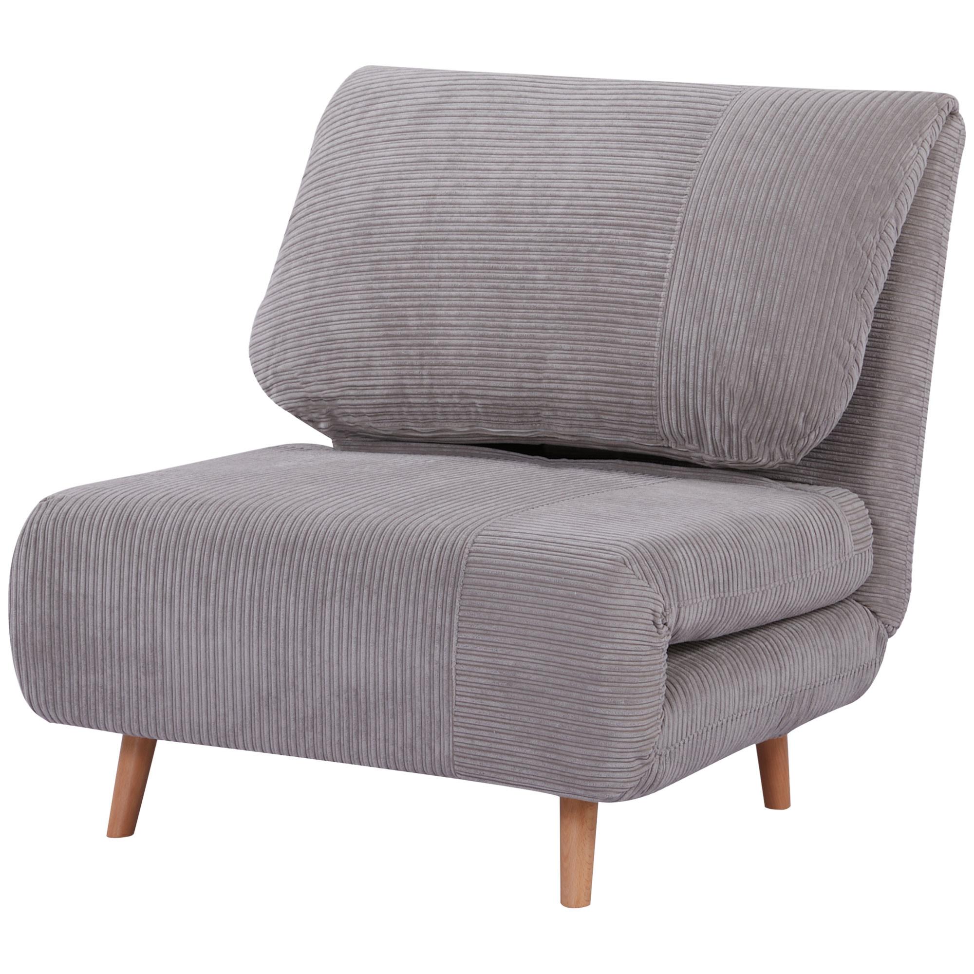 2-IN-1 Schlafsofa Schlafsessel Klappmatratze Gästebett Klappbett Hellgrau - Hellgrau/Naturfarben, Holz/Textil (87/89/82cm) - HOMCOM
