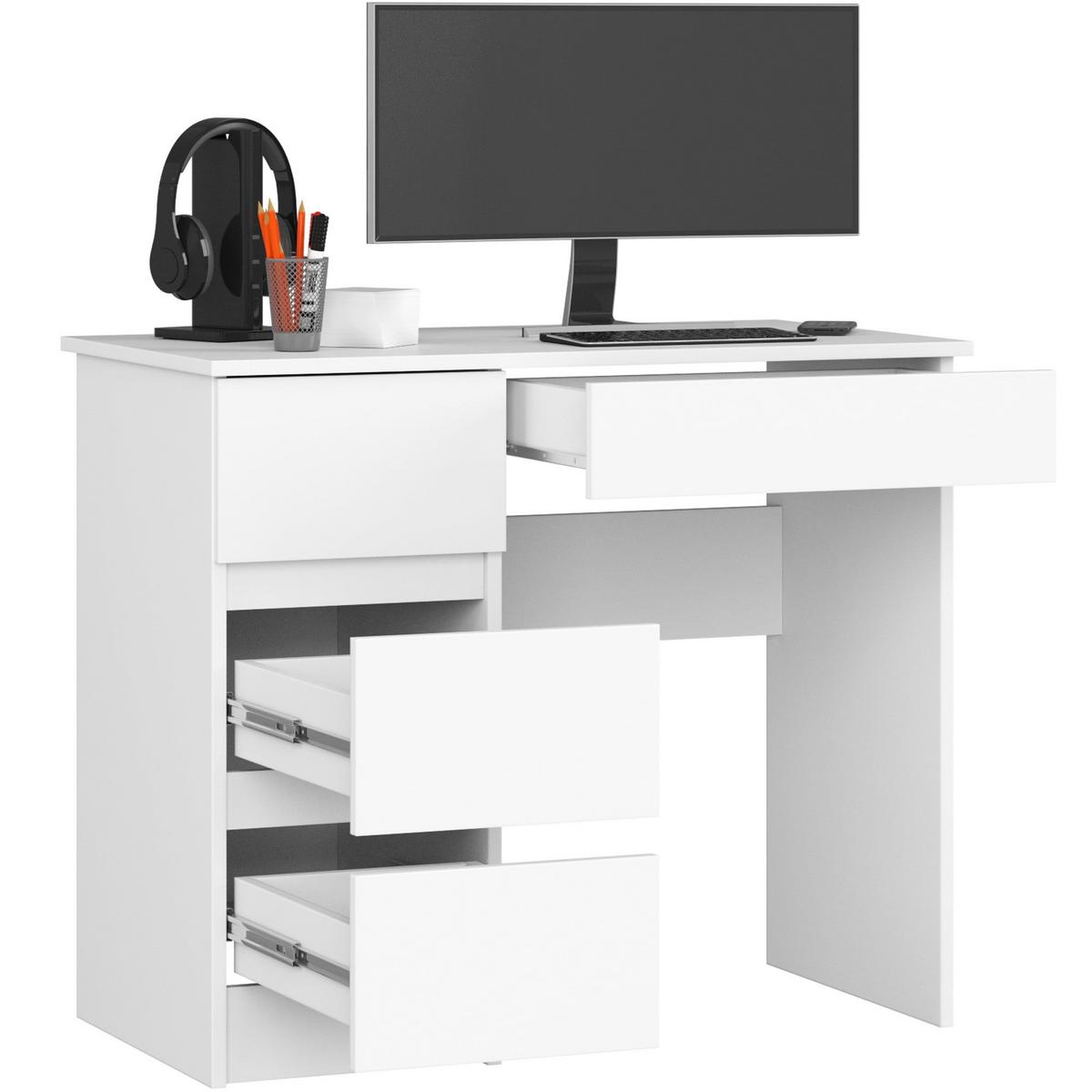 SCHREIBTISCH Weiß 77/90/50 - Weiß, Holzwerkstoff (120/53.6/77cm) - RAUMHIRSCH FURNITURE