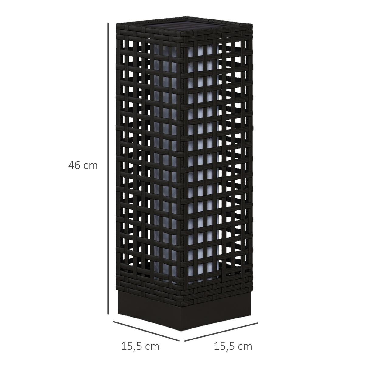 SOLARLEUCHTE, für Balkon, Terrasse, Stahl, Schwarz, 15,5 x 15,5 x 46 cm - Schwarz, Kunststoff (15.5/15.5/46cm) - Outsunny