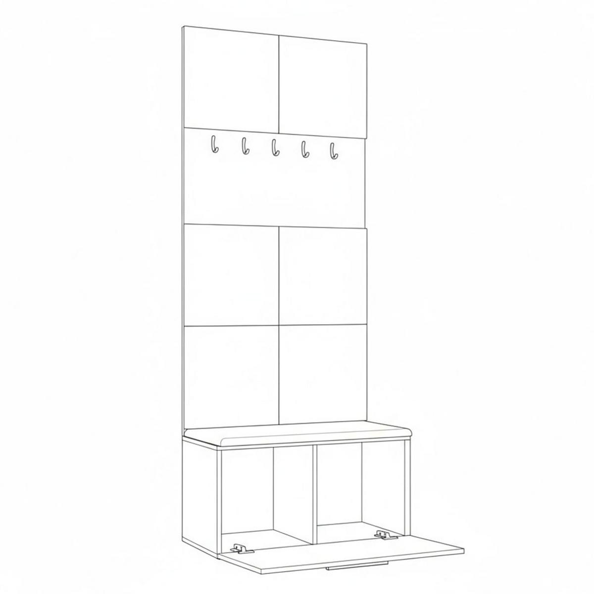 GARDEROBENSCHRANK MODULO 80,6/204/40 cm Modern Garderobe-Set Eiche Artisan - Eiche Artisan/Grau, Holzwerkstoff (80.6/204/40cm) - MASSENO