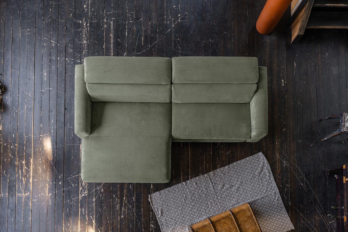 ECKSOFA LAISKA Grün Cord - Schwarz/Olivgrün, Textil/Metall (282/177cm) - KAWOLA