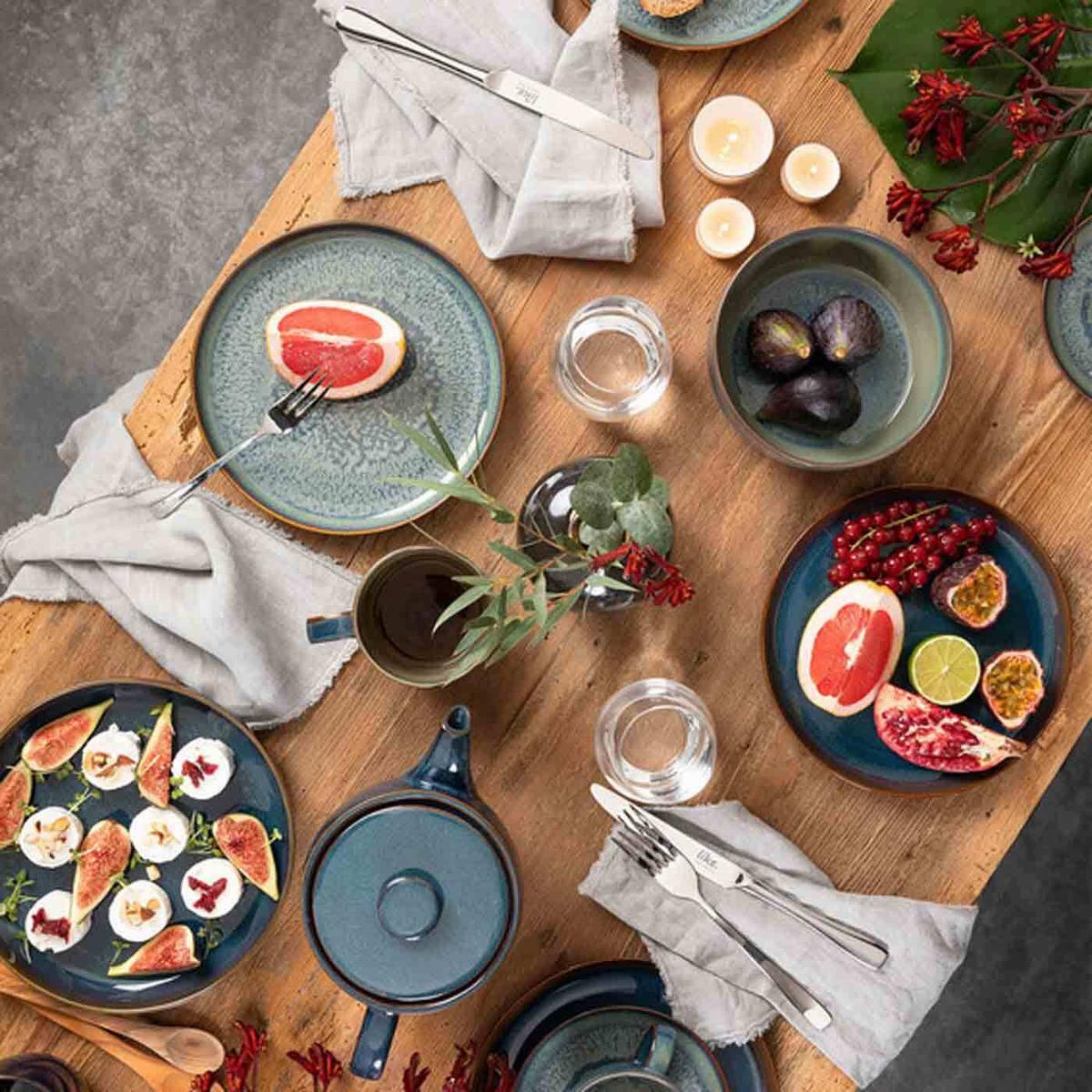 FRÜHSTÜCKS-SET Crafted Denim braun-blau 6-tlg. - Blau/Braun, Keramik (2/2/2cm) - like.Villeroy & Boch