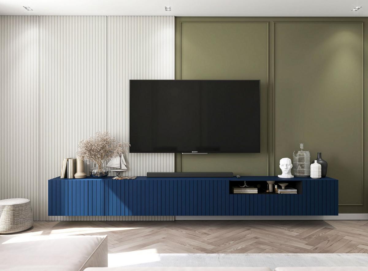 TV-SCHRANK Elpis2 Marineblau Matt Glamour 150 cm - Blau, Holzwerkstoff (150/37.5/36.5cm) - Meble Lindner