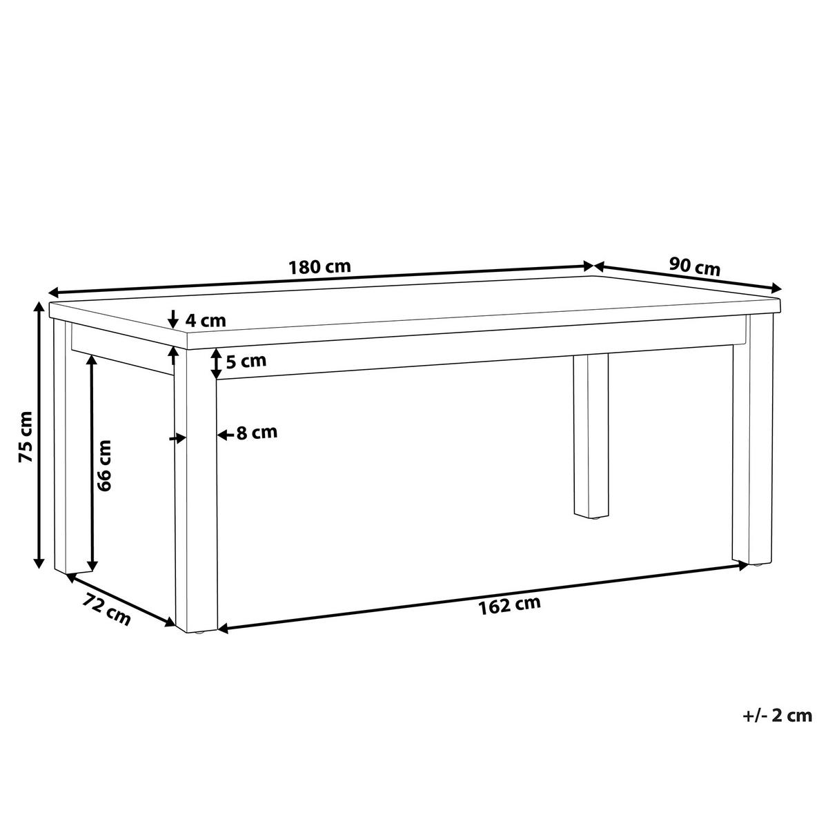 GARTENTISCH Beton/Akazienholz 180/90 cm Ostuni - Hellbraun/Grau, Stein (90/180/75cm) - Beliani
