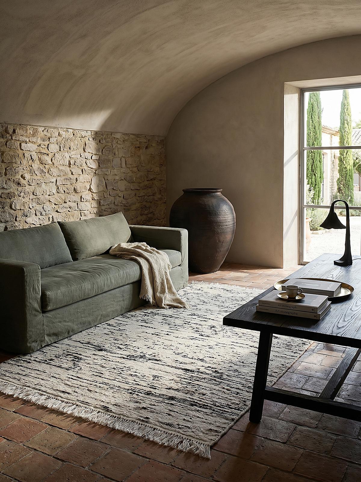 WOLLTEPPICH mit Fransen TIREE, gestreift, Schwarz, 200 x 300 cm - Schwarz, Textil (300/200cm) - KADIMA DESIGN