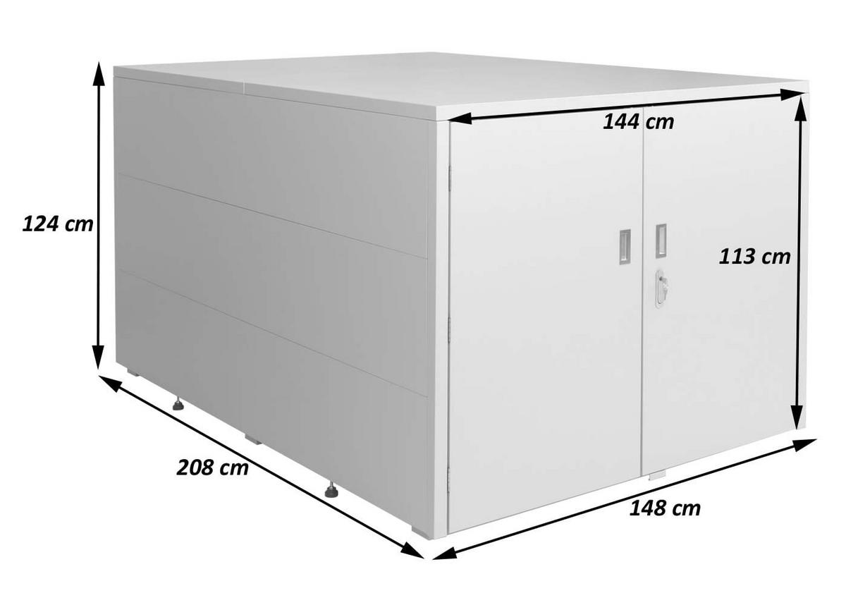 FAHRRADGARAGE rechteckig Hellgrau - Hellgrau, Metall (148/124/208cm) - MCW