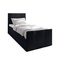 BOXBETT LEVENTE 100x200 cm mit Bettkasten und Matratze - Schwarz + TOPPER - Schwarz, Holz/Holzwerkstoff (100/200cm) - AX Living