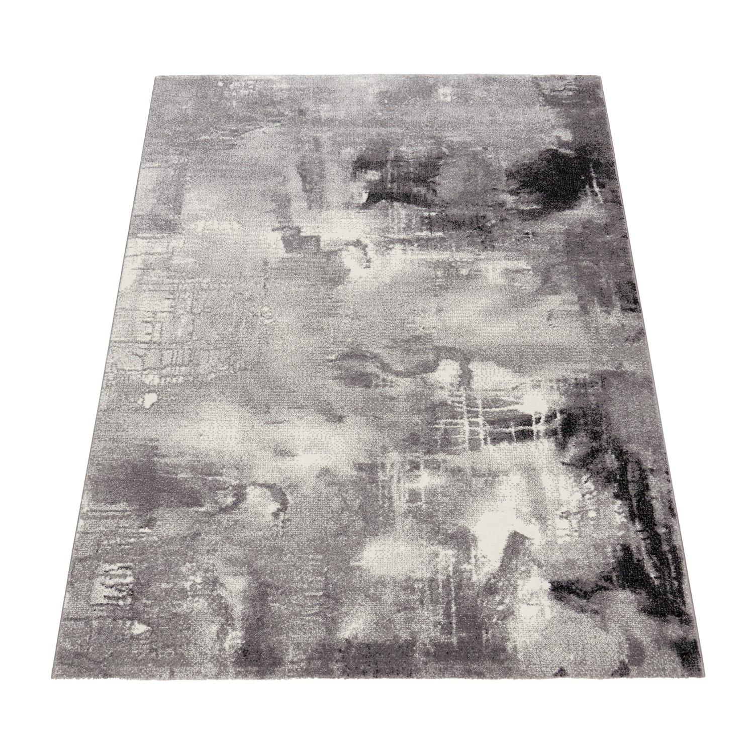 KURZFLORTEPPICH, abstrakt, aus Polypropylen, Florhöhe 12 mm, Hellgrau, 80 x 150 cm - Grau, Textil (150/80cm) - KADIMA DESIGN