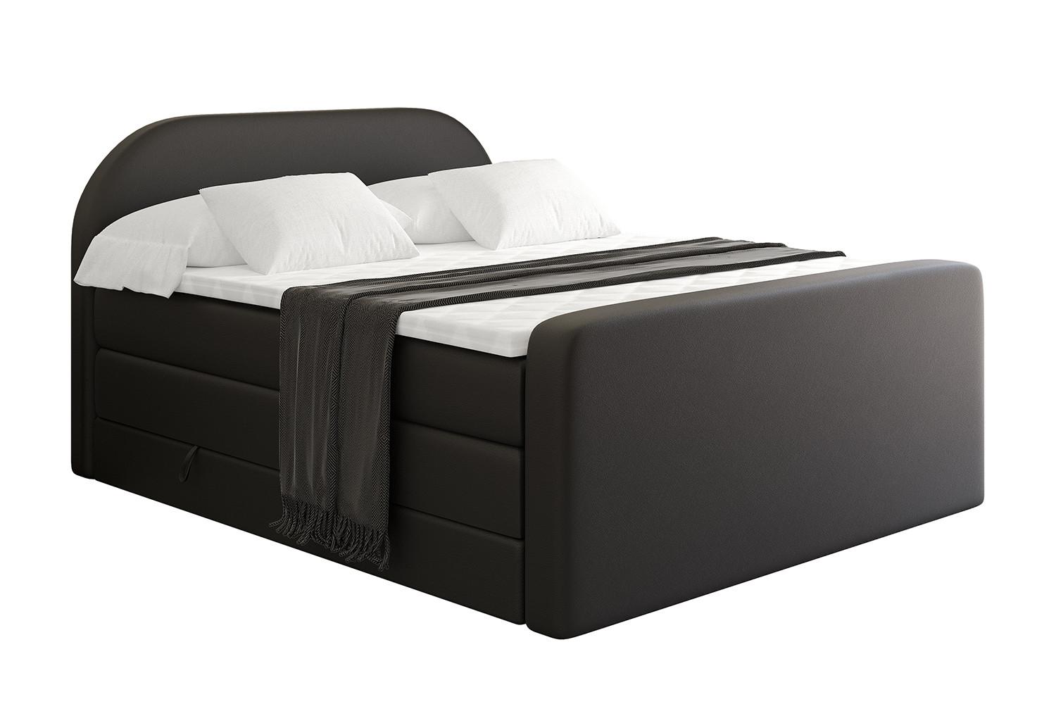 BOXSPRINGBETT mit Matratze und Lattenrost - NOX-Z KING-120x200 - Schwarz Kunstleder - Schwarz, Holzwerkstoff (120/200cm) - ALTDECOR