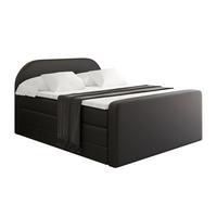 BOXSPRINGBETT mit Matratze und Lattenrost - NOX-Z KING-140x200 - Schwarz Kunstleder - Schwarz, Holzwerkstoff (140/200cm) - ALTDECOR