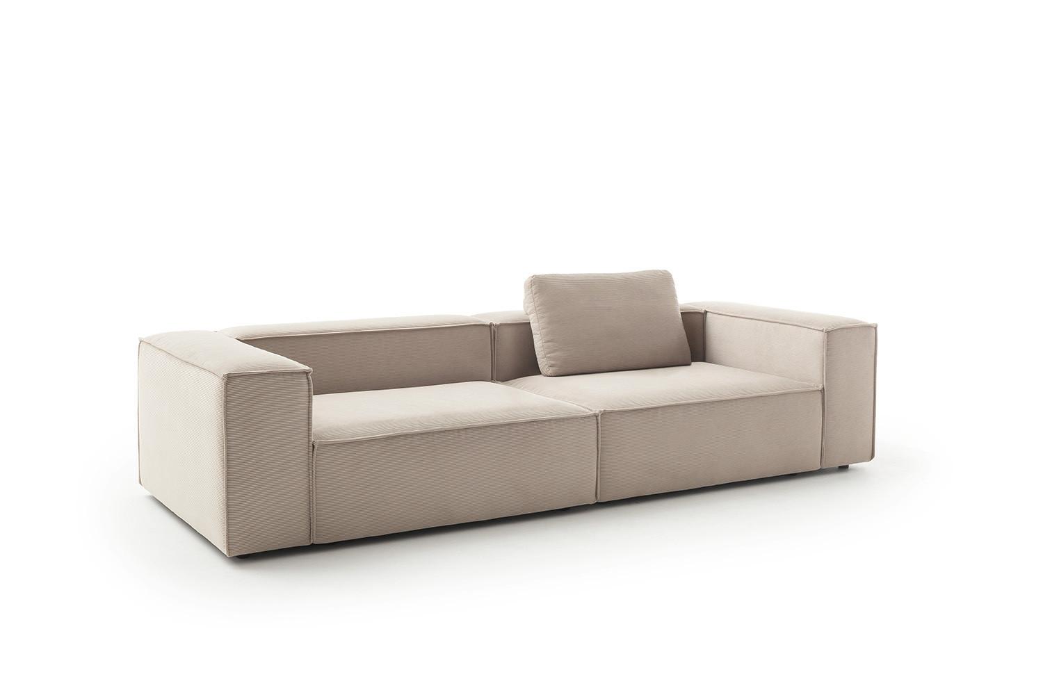 SOFA CARMO Beige Cord - Beige/Schwarz, Kunststoff/Textil (306/68/118cm) - KAWOLA