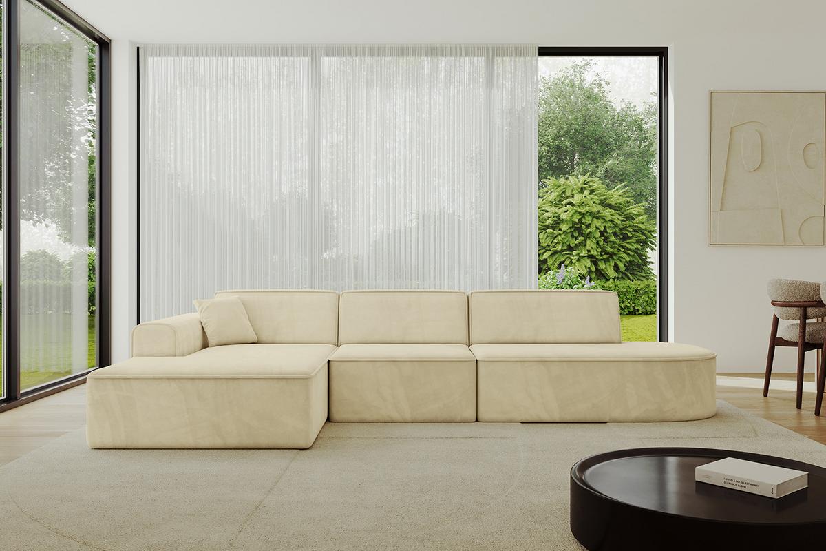 ECKSOFA Ottomane Links IREA-L2-v3 - 327x165x77 cm Beige - Taupe/Ecru, Holzwerkstoff/Textil (327/165cm) - ALTDECOR