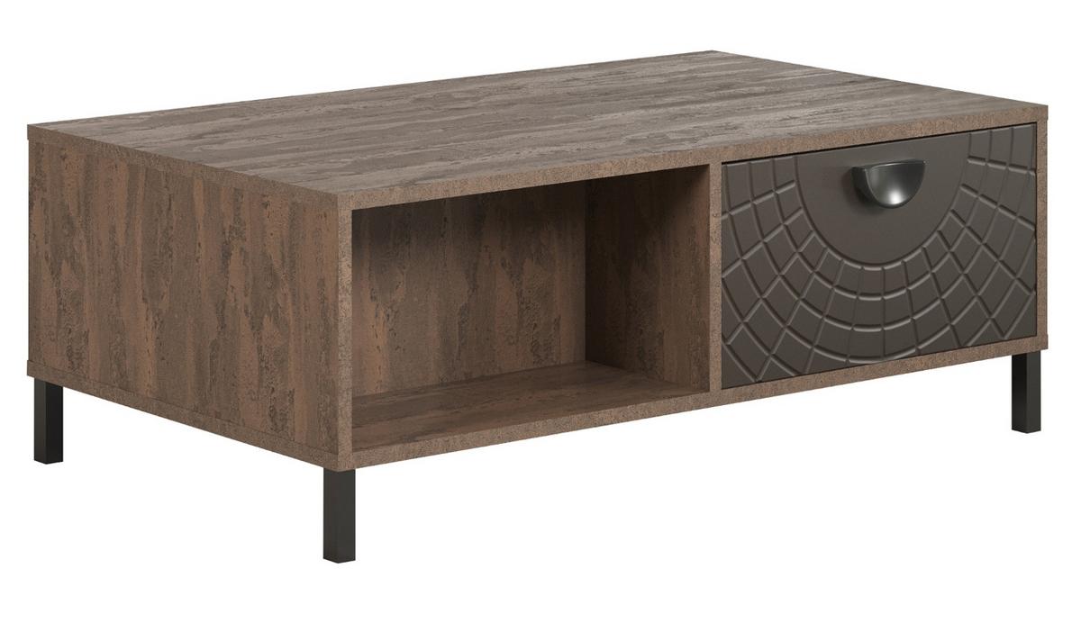 COUCHTISCH Bronze mit Rostoptik 110 cm, Beistelltisch mit Soft-Close - Rostfarben/Schwarz, Holzwerkstoff/Metall (60/110/37cm) - Top.Furn