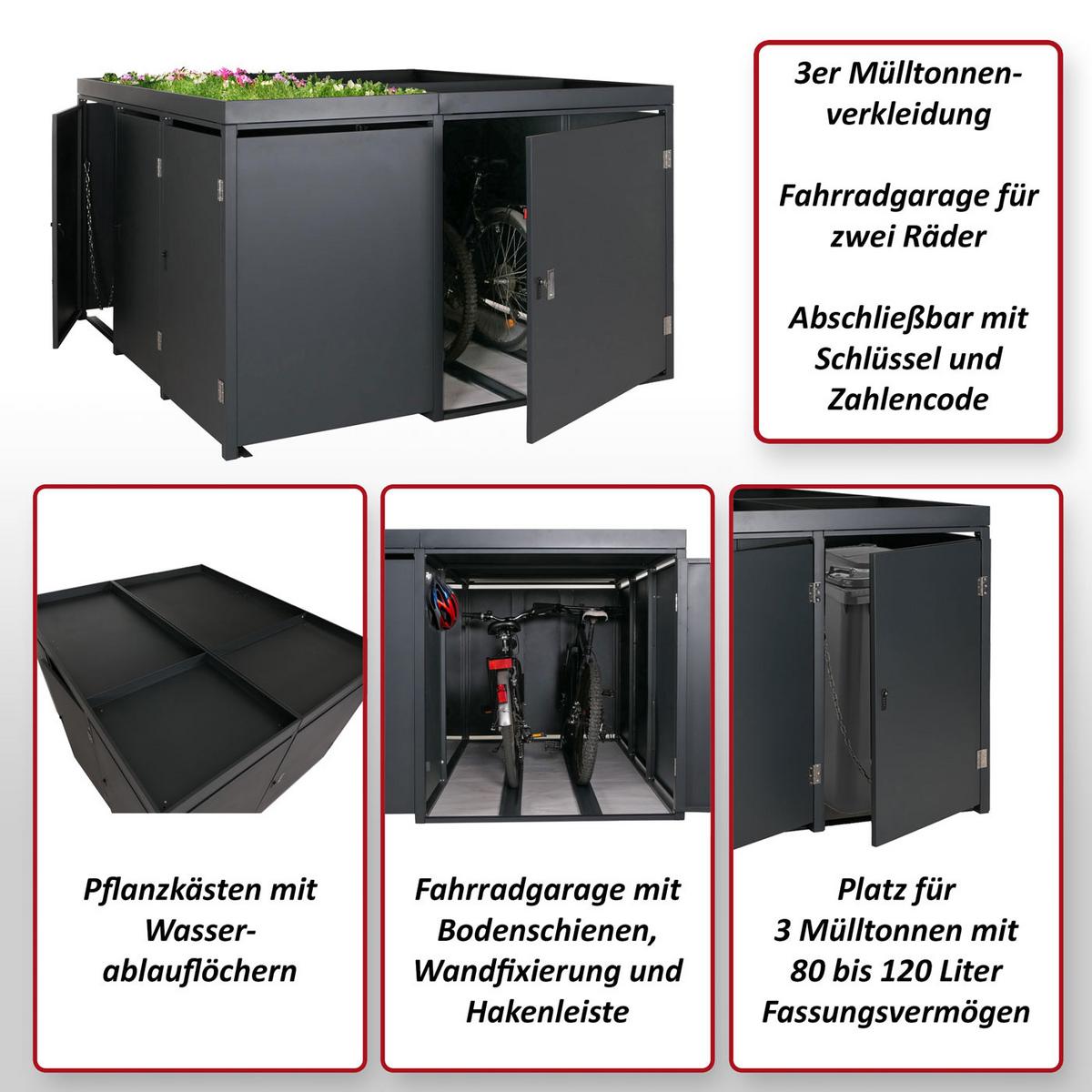 MÜLLTONNENVERKLEIDUNG/RADGARAGE Anthrazit - Anthrazit, Metall (193/130/208cm) - MCW