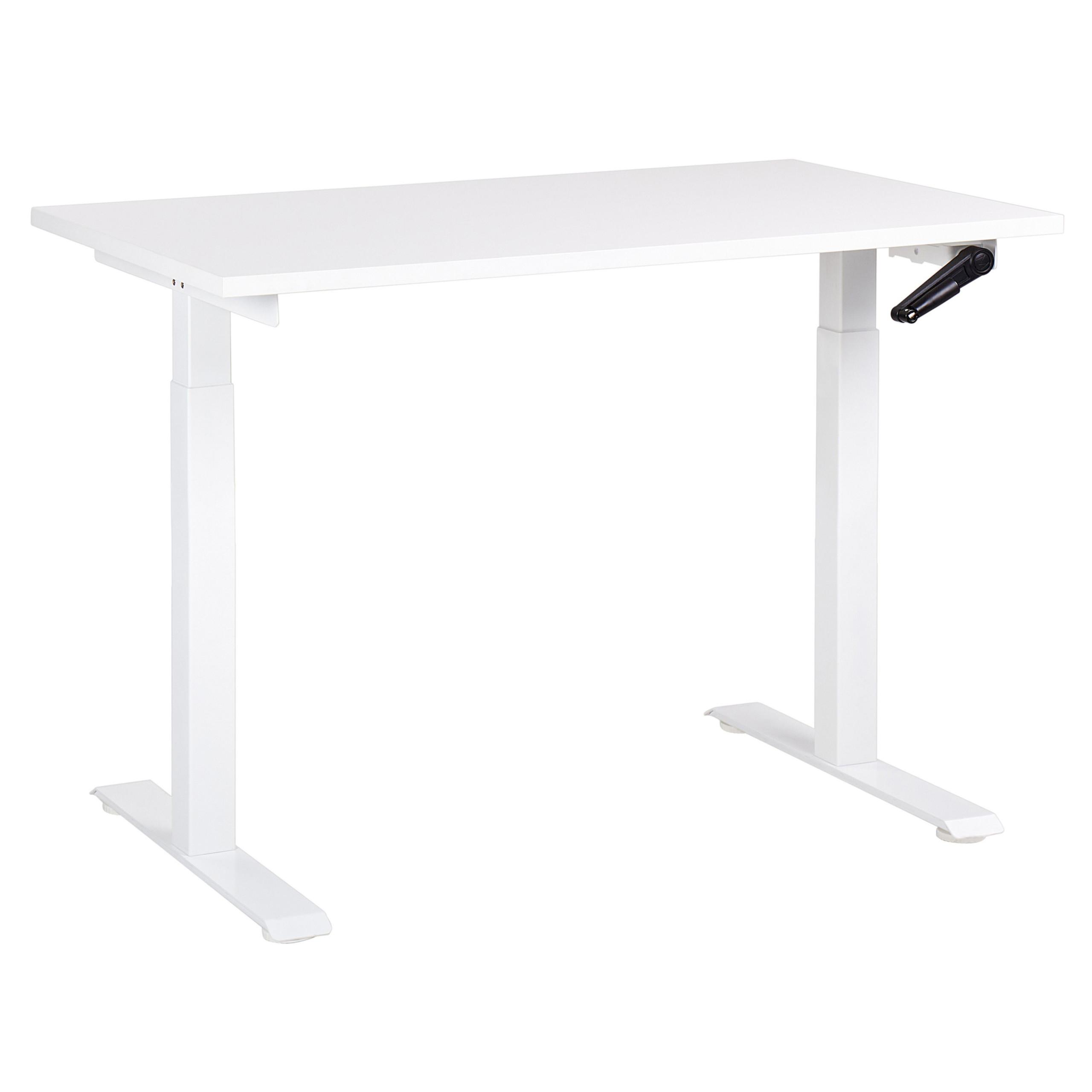 SCHREIBTISCH weiß 120/72 cm manuell höhenverstellbar Destin III - Weiß, Holz (120/72/74cm) - Beliani