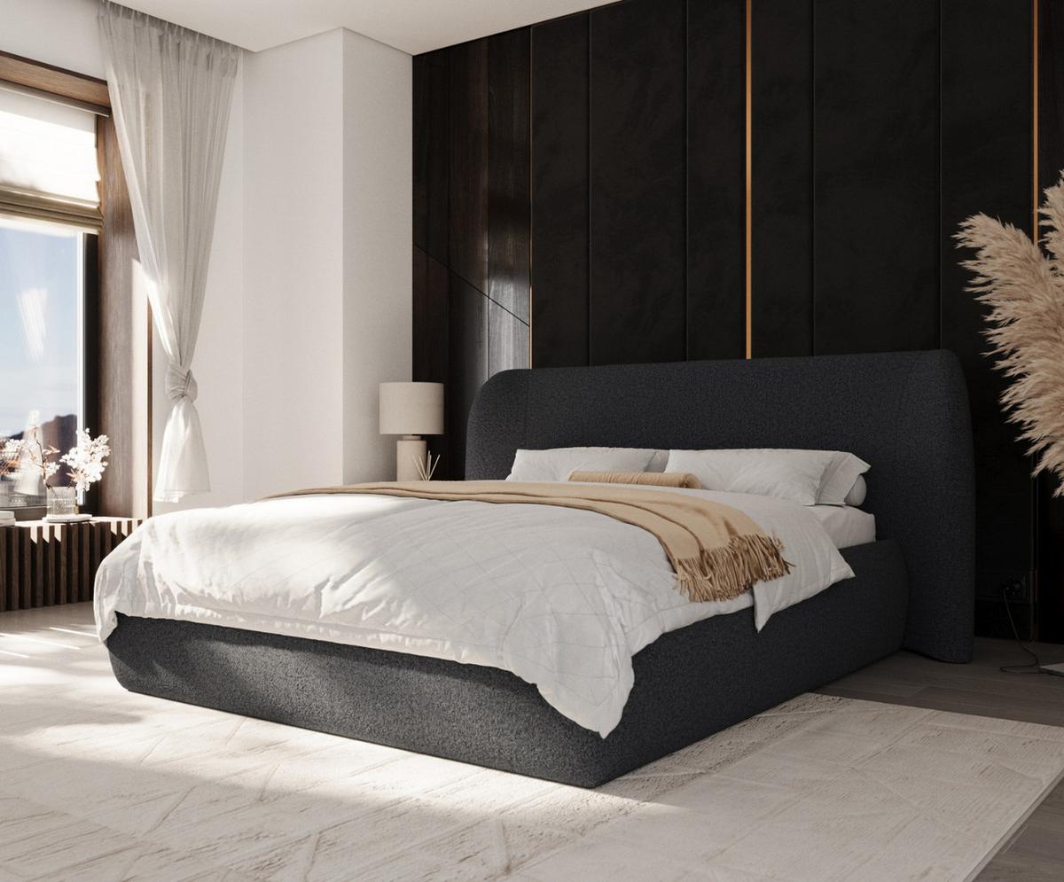 POLSTERBETT Bellano mit Stauraum 160/200 cm Anthrazit im Riva Stoff - Anthrazit/Schwarz, Holz/Holzwerkstoff (160/200cm) - AltaBeds