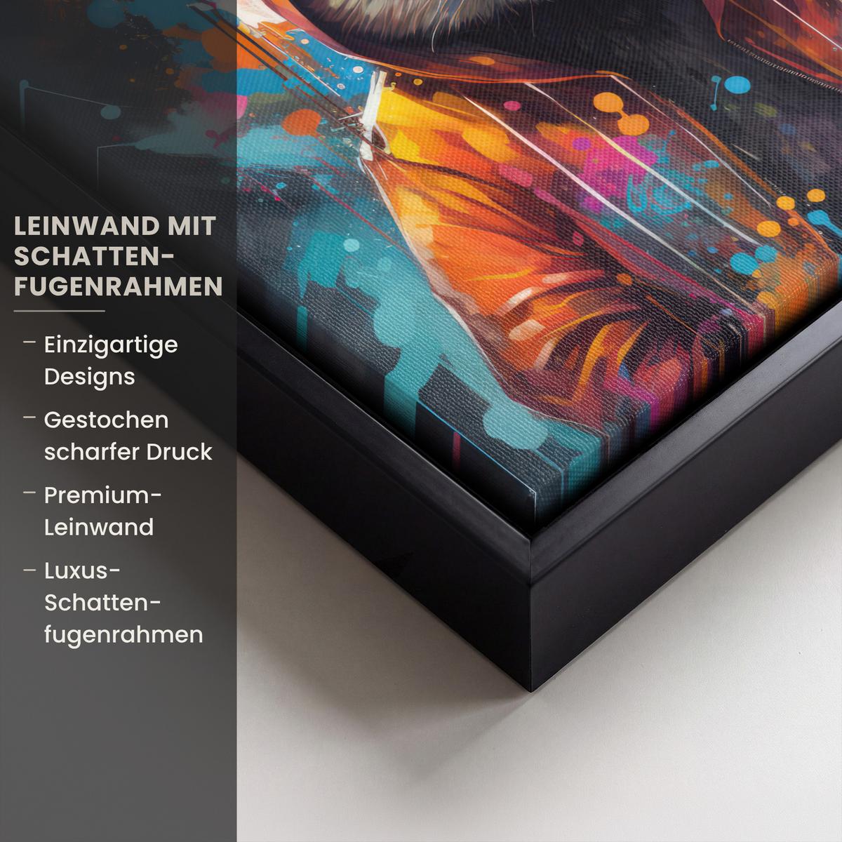 LEINWAND Bilder mit Rahmen - Panda - Jacke - Graffiti - Orange - 20x20 - Orange, Textil (20/20cm) - MuchoWow