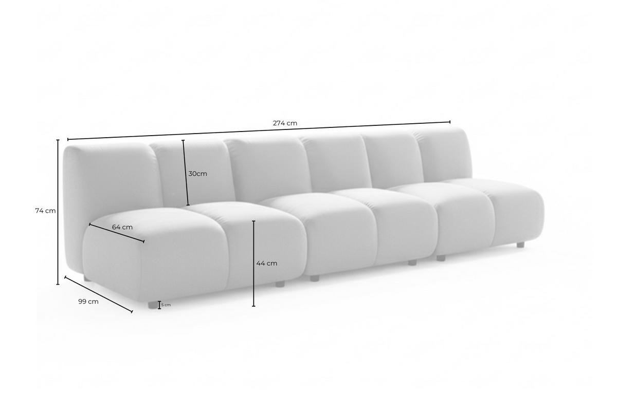 MODULSOFA LAYLA Taupe Velvet - Taupe/Schwarz, Buchenholz/Textil (274/74/99cm) - KAWOLA