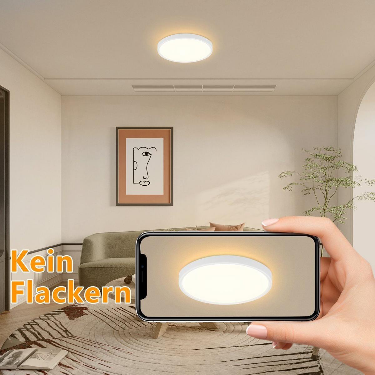 LED-DECKENLEUCHTE Kesselwacht 23.0/2.4/23.0 cm - Weiß, Kunststoff (23/23/2.4cm) - ZMH