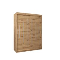 SCHWEBETÜRENSCHRANK 200/150/62 2-türig - Silberfarben/Eiche Artisan, Holz/Kunststoff (150/200/62cm) - Abiks Möbel