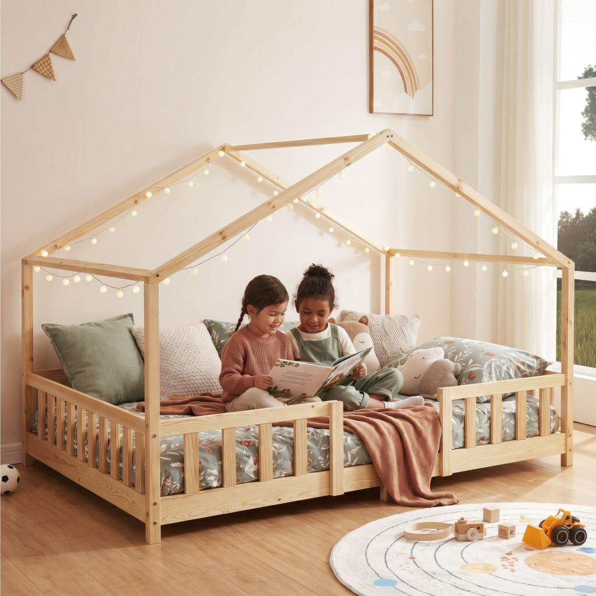 HAUSBETT Treviolo - Naturfarben, Holz (120/200cm) - [en.casa]