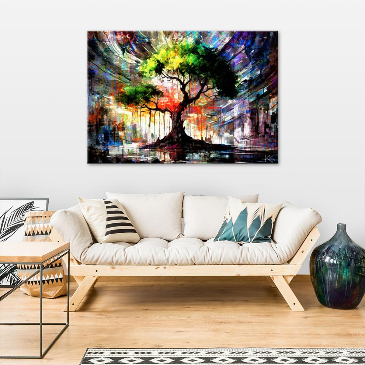 LEINWANDBILD Abstrakter Baum Natur 120x80cm - Multicolor, Textil (120/80cm) - Feeby