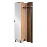GARDEROBE Eiche Artisan, grau 80 cm, Kompaktgarderobe mit Spiegel - Eichefarben/Anthrazit, Holzwerkstoff/Metall (80/190/37cm) - Furn.Design