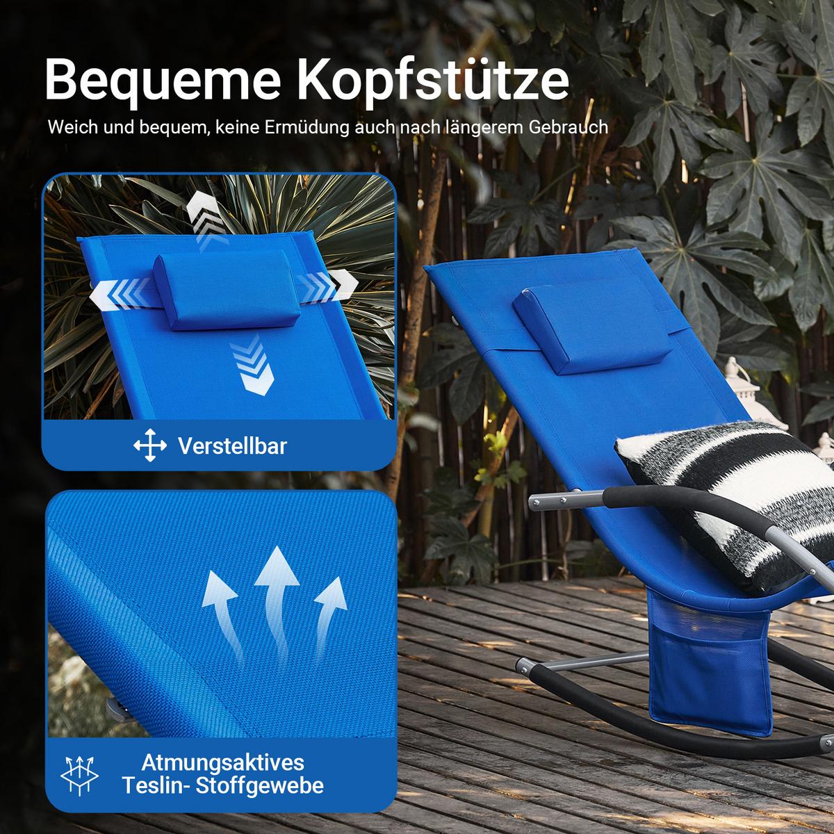 SONNENLIEGE blau - Blau, Metall (63/87/150cm) - SoBuy