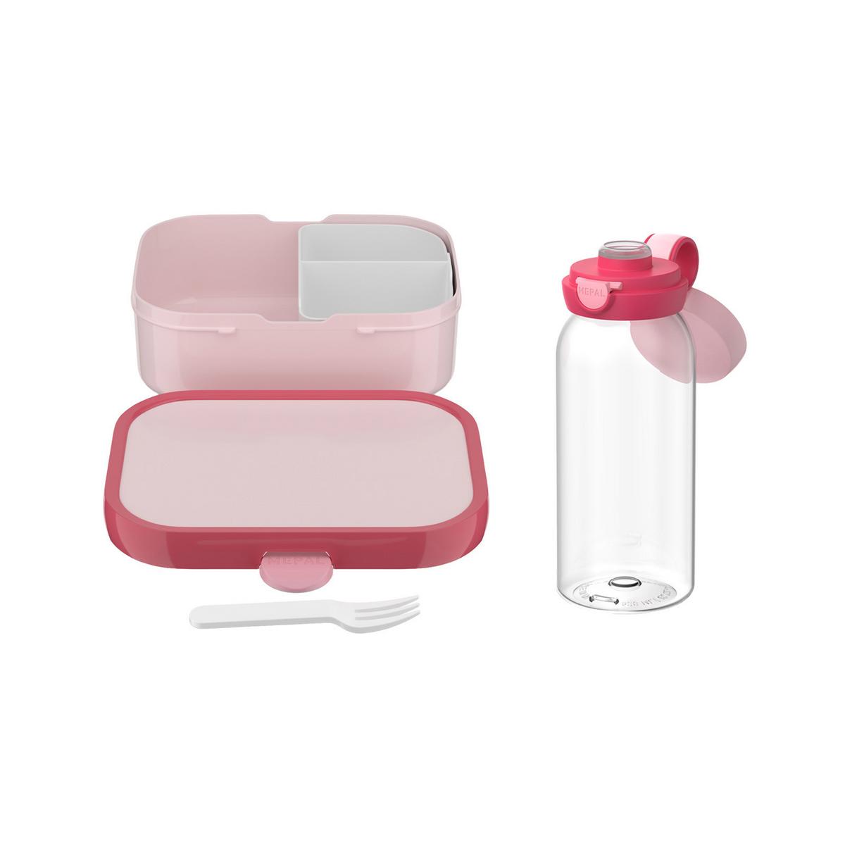 LUNCHSET (FLASCHE MIT KLAPPDECKEL) Campus Cool Pink 600 ml + 750 ml 2-tlg. - Rosa, Kunststoff (10.8/21.8/21.8cm) - Mepal