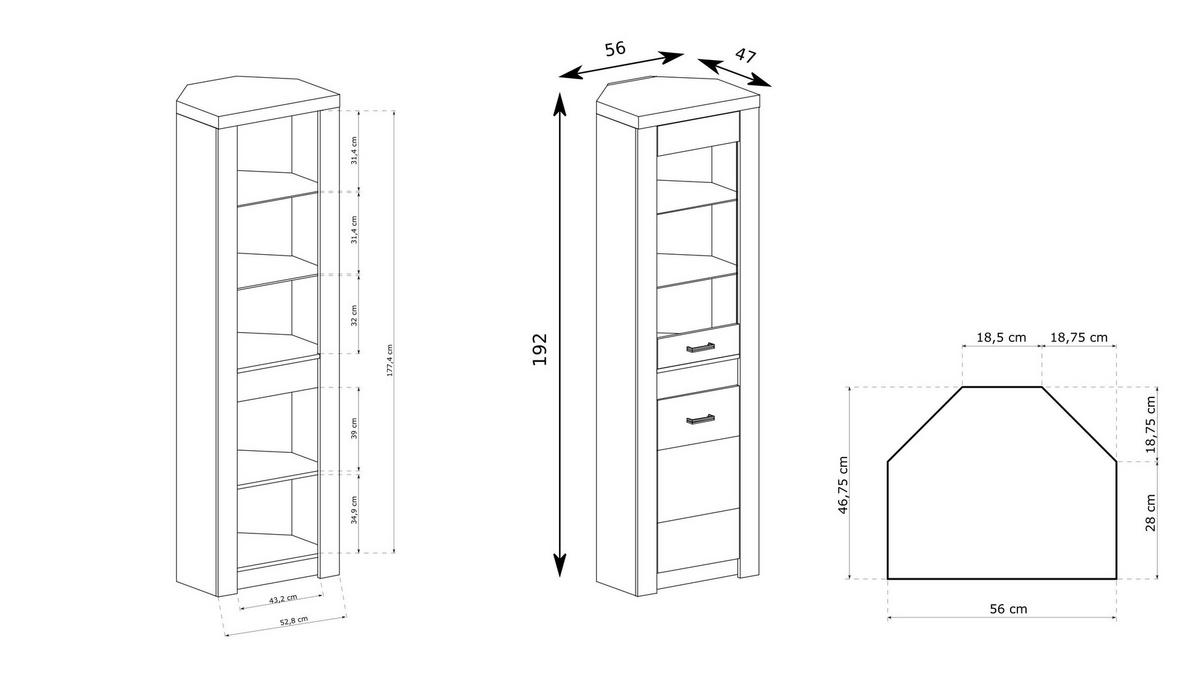 VITRINE ZERI 192 / 56 cm in Braun - Braun, Holzwerkstoff (56/192/47cm) - MASSENO