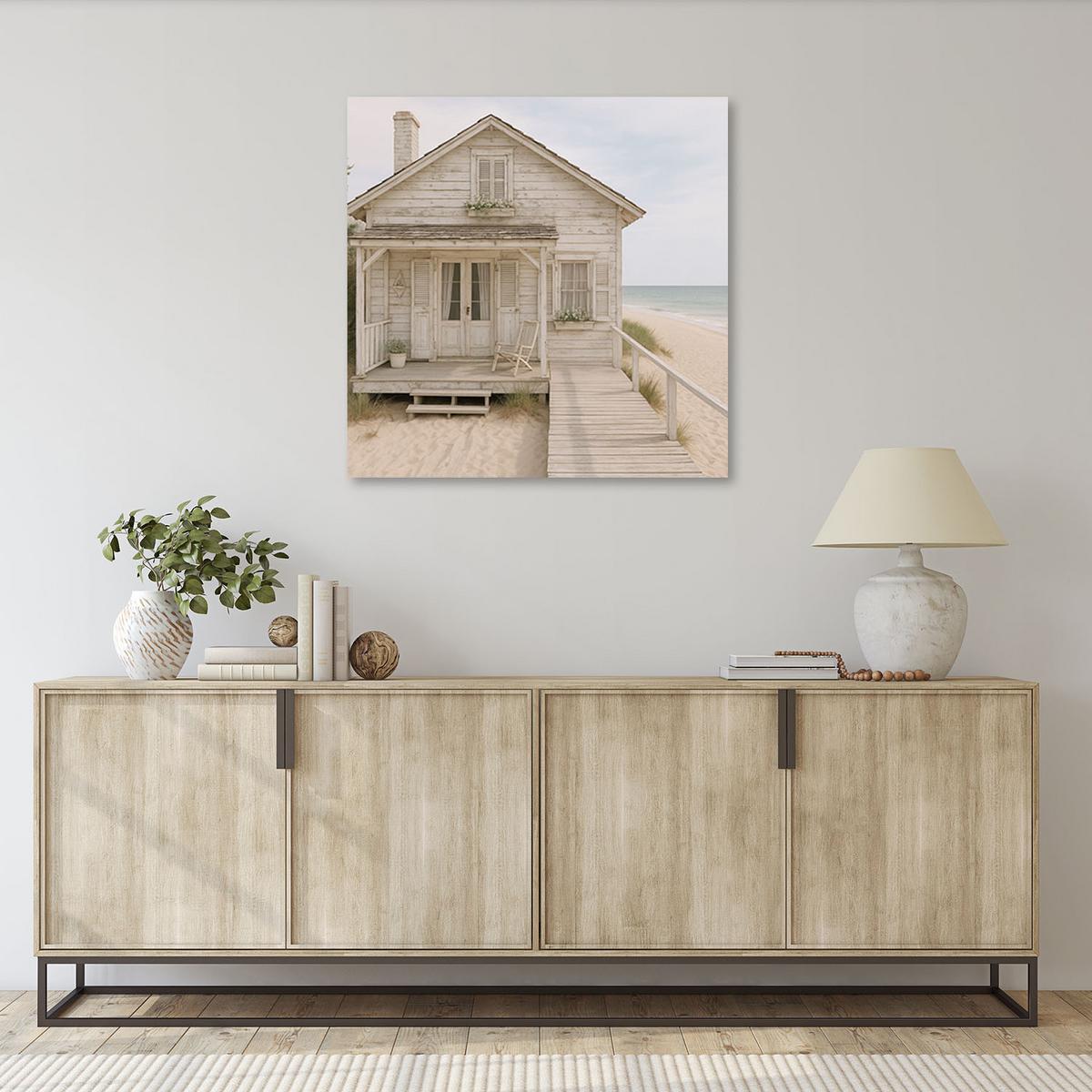 LEINWANDBILD Haus am Strand 40x40cm - Grau, Textil (40/40cm) - Feeby