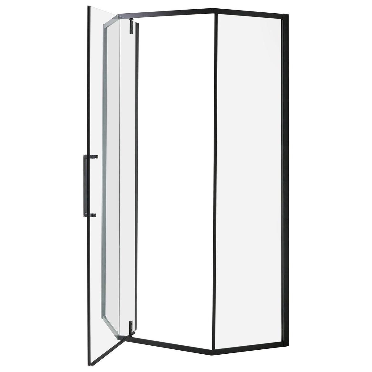 DUSCHKABINE Schwarz Tocantins - Transparent/Schwarz, Glas (90/90/190cm) - Beliani