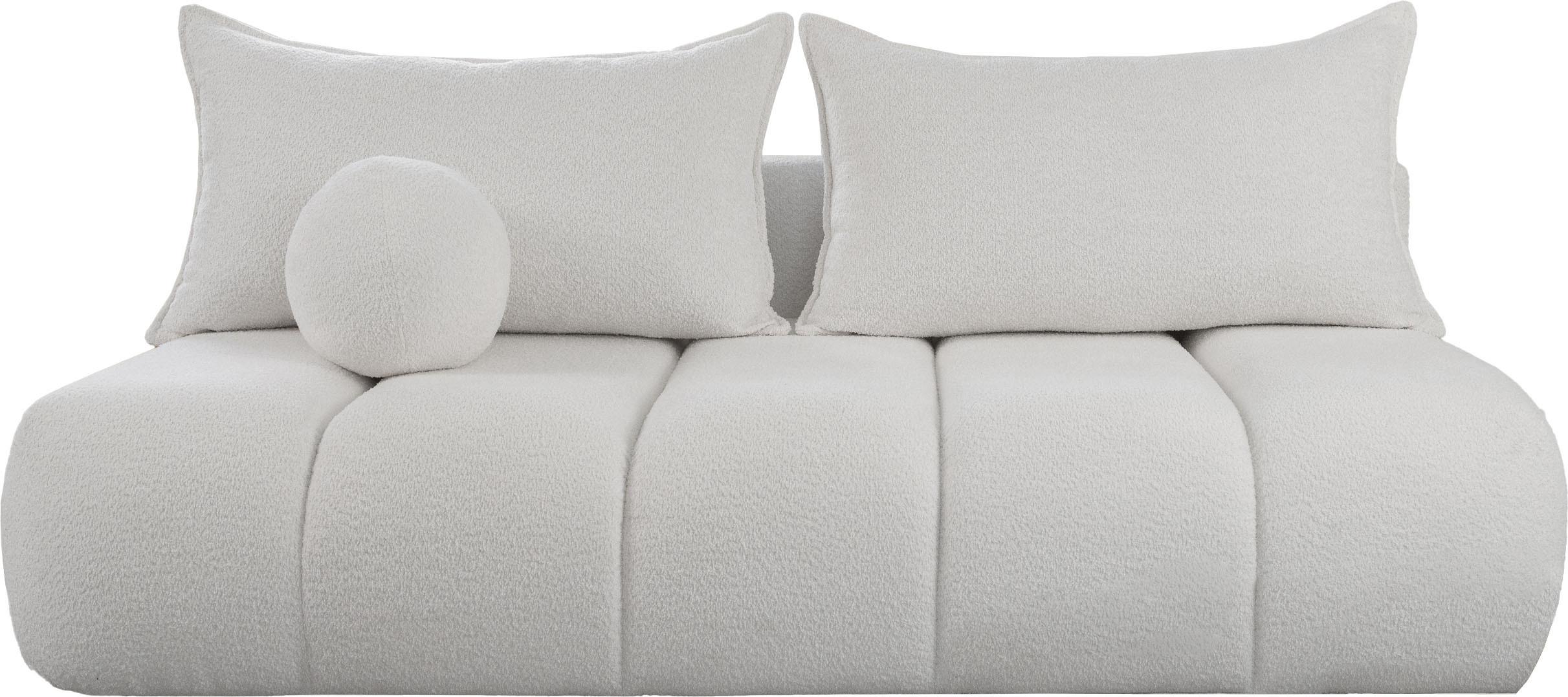 SCHLAFSOFA Milla mit Bettkasten, Creme Weiß 205/97/85 cm - Schwarz/Weiß, Textil/Metall (205/97/85cm) - WFL GROUP