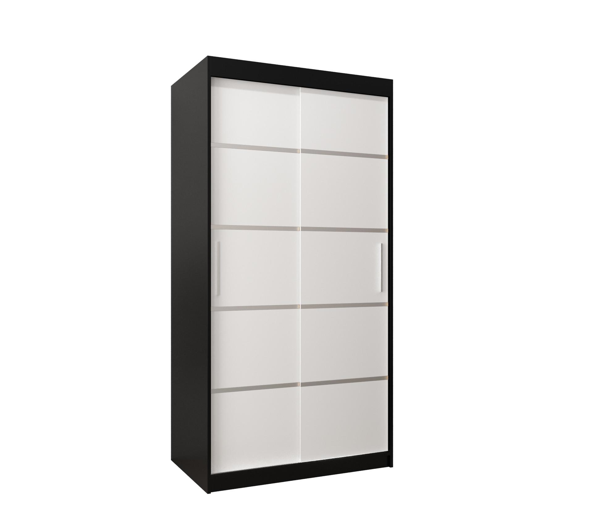 SCHWEBETÜRENSCHRANK 200/100/62 2-türig - Silberfarben/Schwarz, Holz/Kunststoff (100/200/62cm) - MÖBEL KRYSPOL