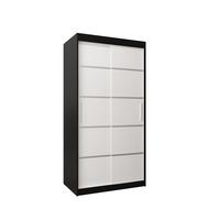 SCHWEBETÜRENSCHRANK 200/100/62 2-türig - Silberfarben/Schwarz, Holz/Kunststoff (100/200/62cm) - MÖBEL KRYSPOL