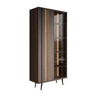VITRINE ALMA mit LED-Beleuchtung - Eichefarben/Schwarz, Holzwerkstoff (94/196/40cm) - Lookway