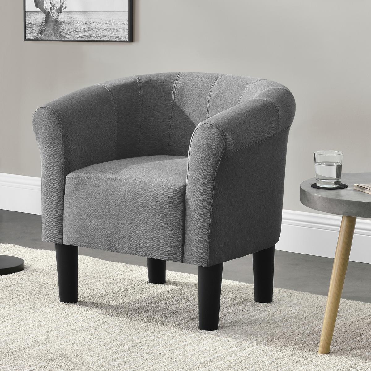 SESSEL Jelgava Textil Hellgrau - Hellgrau, Textil (70/70/58cm) - [en.casa]