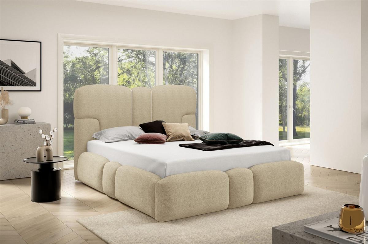 POLSTERBETT Jordan - Beige, Holzwerkstoff/Textil (140/200cm) - Fun Möbel