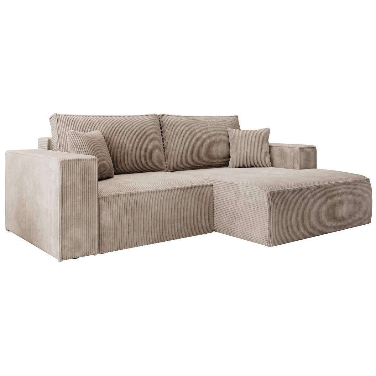 ECKSOFA Farese Mini mit Cordbezug Beige, rechts - Beige/Schwarz, Textil (167/240cm) - Selsey
