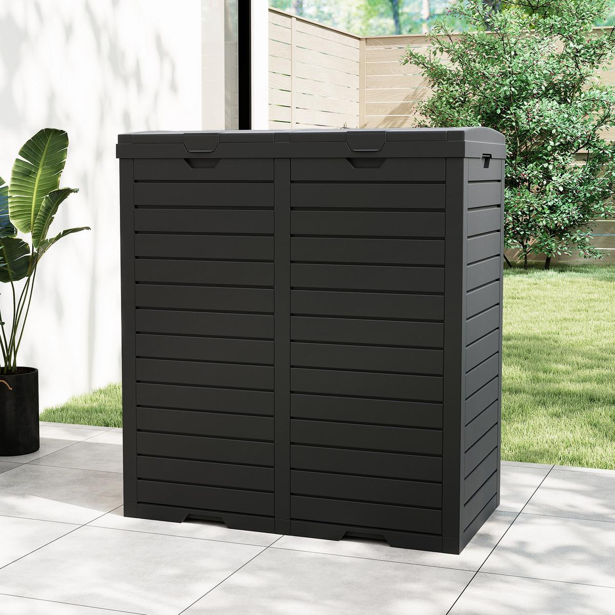 MÜLLEIMER 235L mit Abfallbehälter schwarz - Schwarz, Kunststoff (77/86/40cm) - COSTWAY