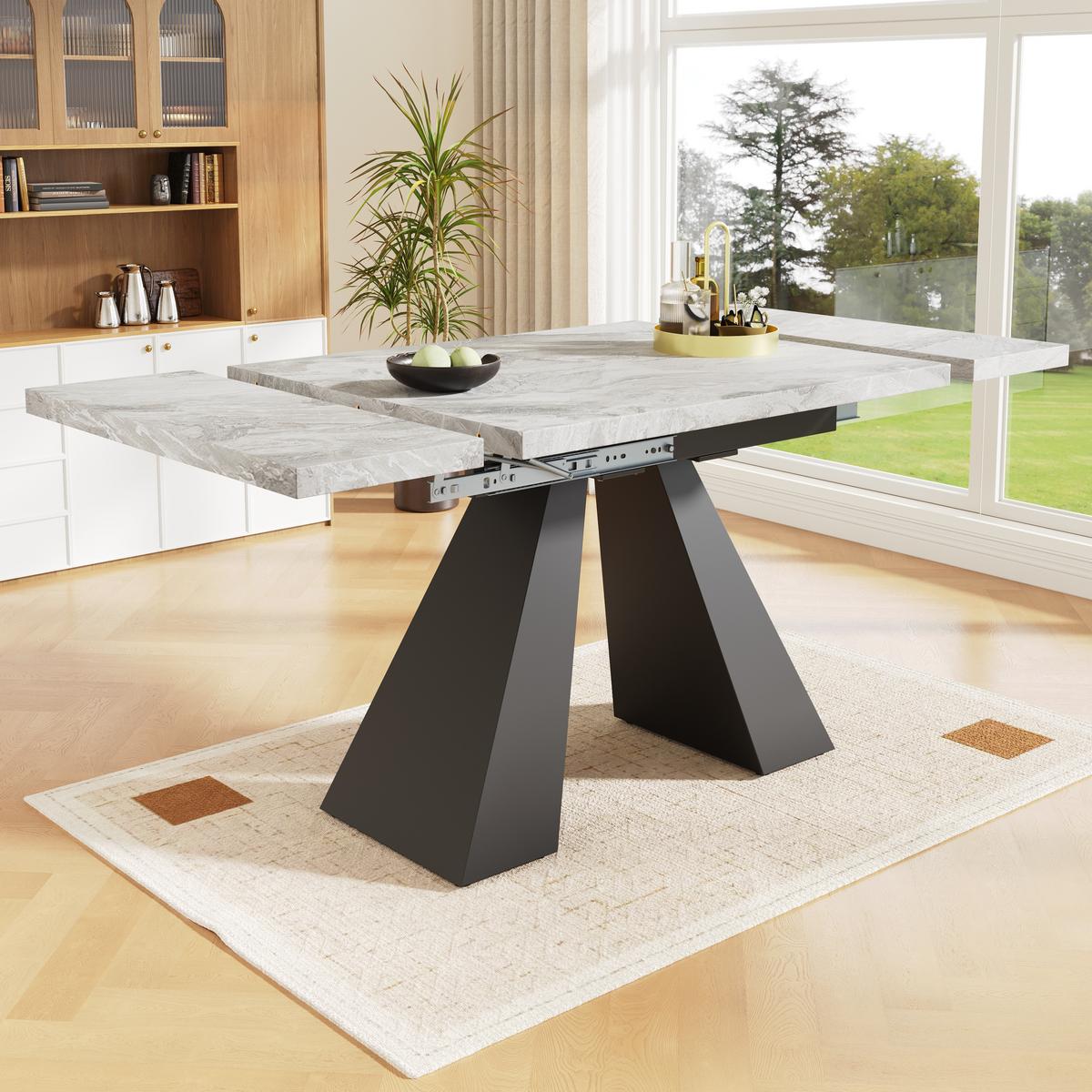 ESSTISCH Grau 159/74/77 cm - Weiß, Holz/Metall (74/159/77cm) - Urban Meuble