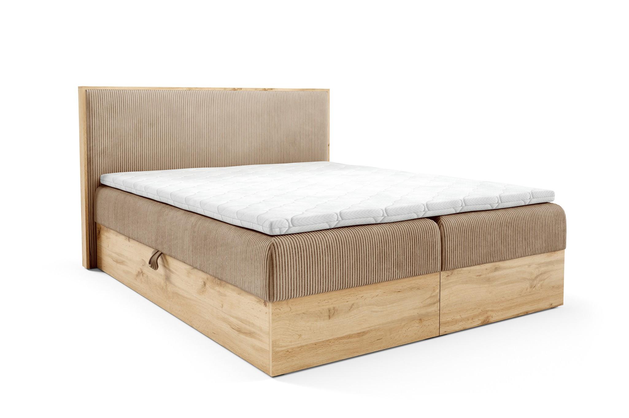 BOXBETT Roland Premium - Hellbraun, Holzwerkstoff/Textil (160/200cm) - Fun Möbel