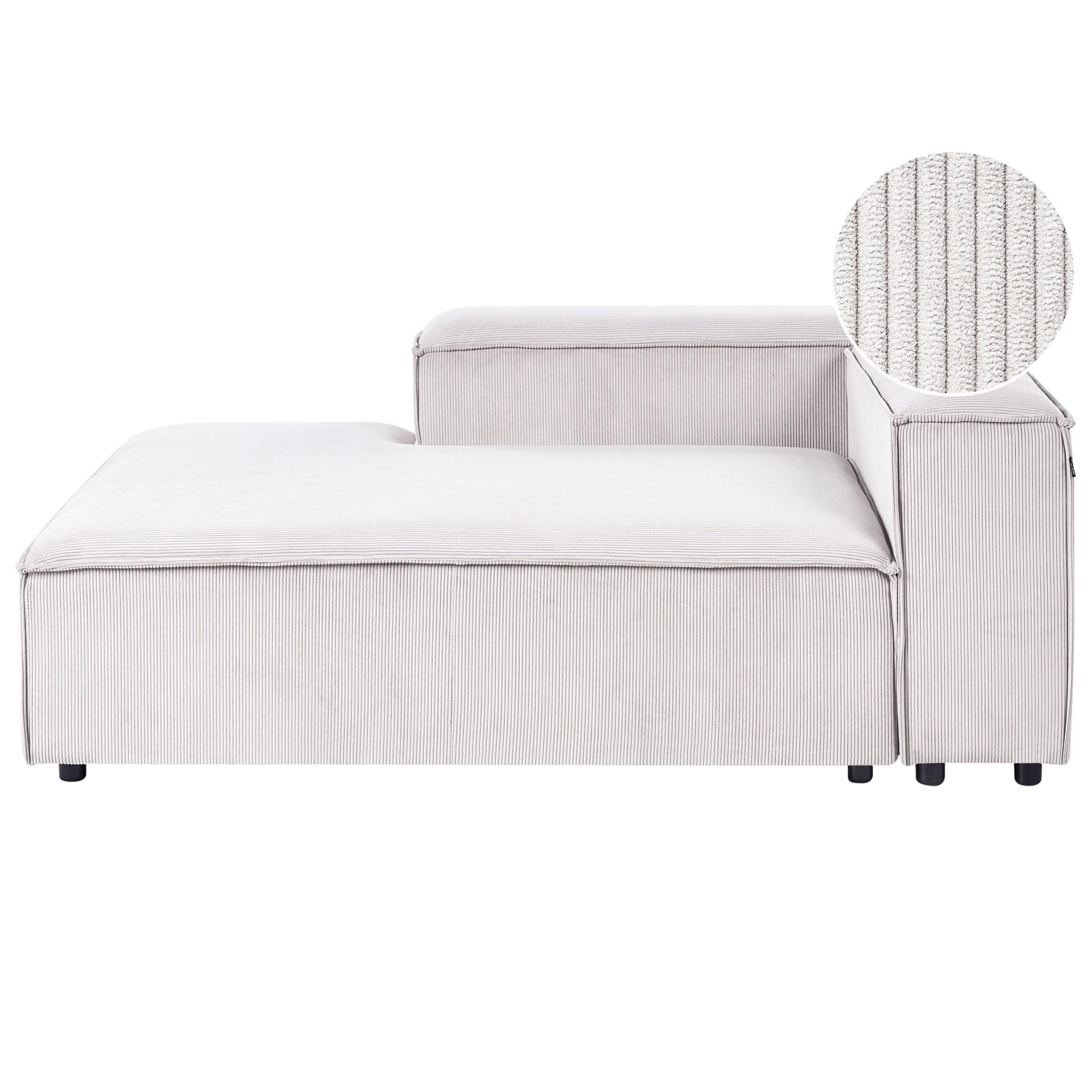 CHAISELONGUE rechtsseitig Cremeweiß Cord Ardal - Creme/Schwarz, Textil (119/68/180cm) - Beliani