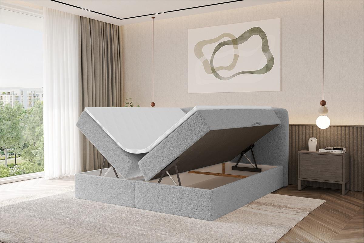 BOXBETT mit Matratze H4 - NINA - 120x200 cm Hellgrau - Hellgrau, Holzwerkstoff (120/200cm) - ALTDECOR