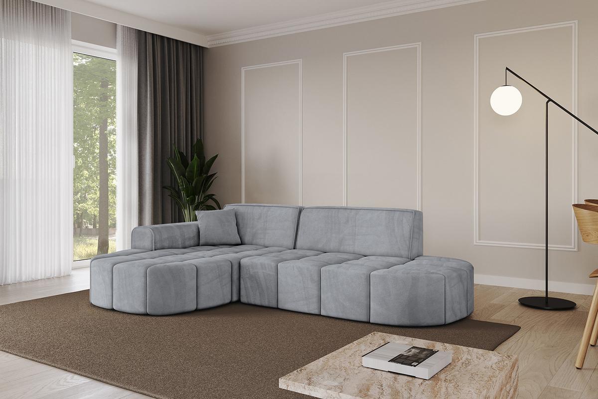 ECKSOFA Ottomane Links LIVO-L1 - 252x173x79,5 cm Hellgrau - Grau, Holzwerkstoff/Textil (252/173cm) - ALTDECOR