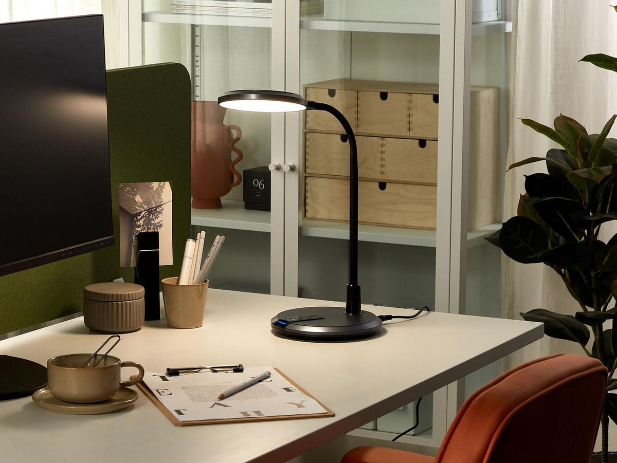 SCHREIBTISCHLAMPE Columba 19/19/43 cm - Schwarz, Kunststoff (19/19/43cm) - Beliani